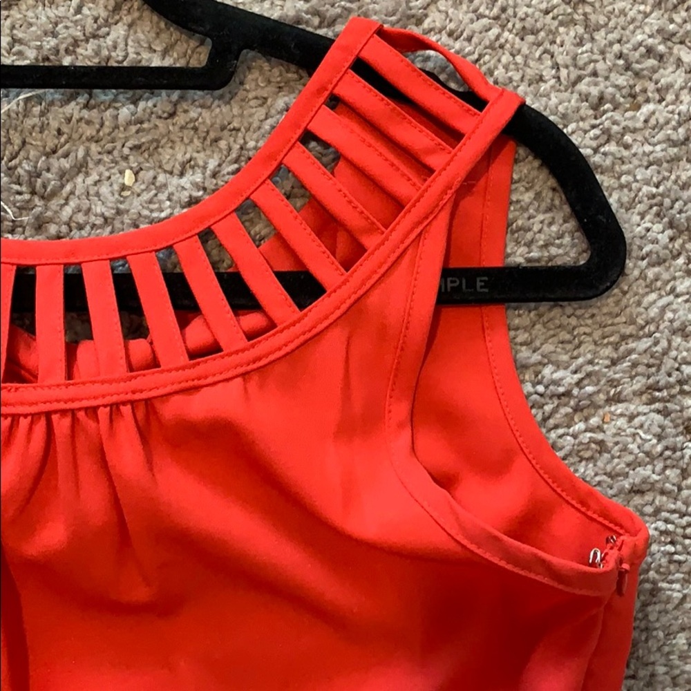Red Open-collar Dress